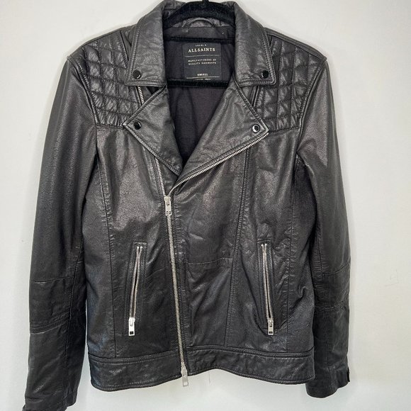 All Saints Conroy Leather Biker Jacket Men's S